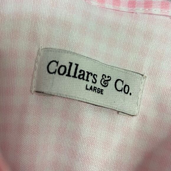 Collars & Co Polo Shirt Mens L Pink Gingham Plaid Performance Golf Preppy NEW - Picture 3 of 7